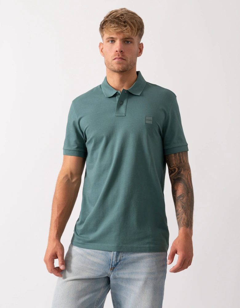 BOSS Orange Passenger Mens Stretch-Cotton Slim-Fit Polo Shirt with Logo Patch - Open Green 369