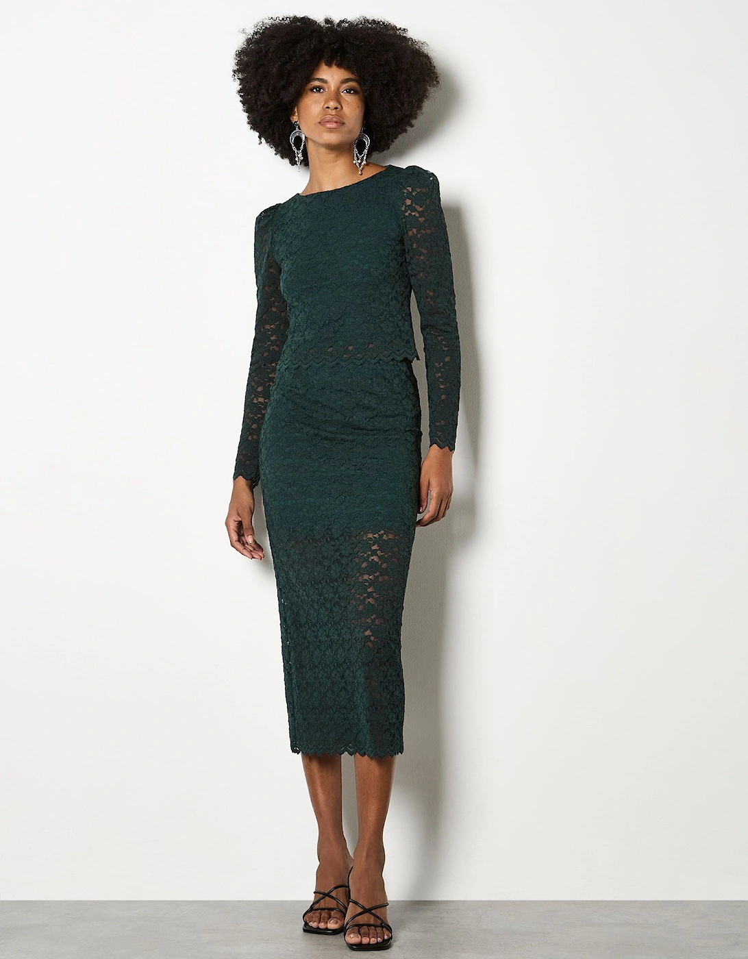 Floral Leaf Lace Midi Skirt, 2 of 1