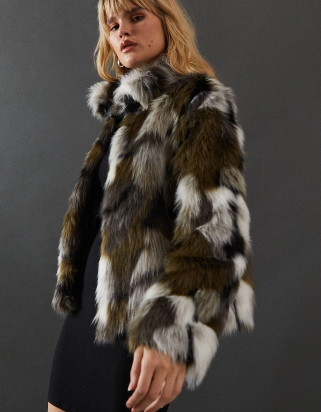 Premium Camouflage Faux Fur Cropped Jacket, 2 of 1