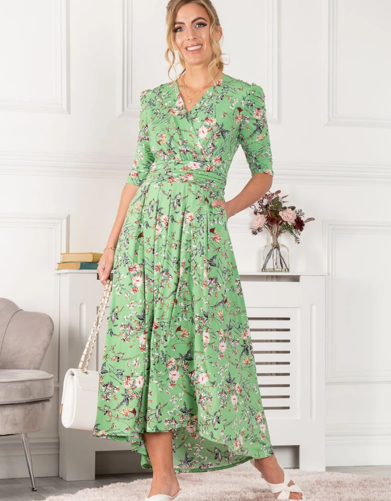 Elenora Ruched Sleeve Maxi Dress