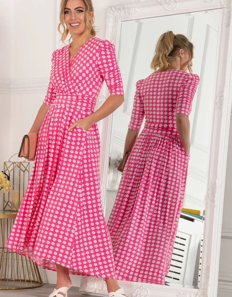 Elenora Ruched Sleeve Maxi Dress