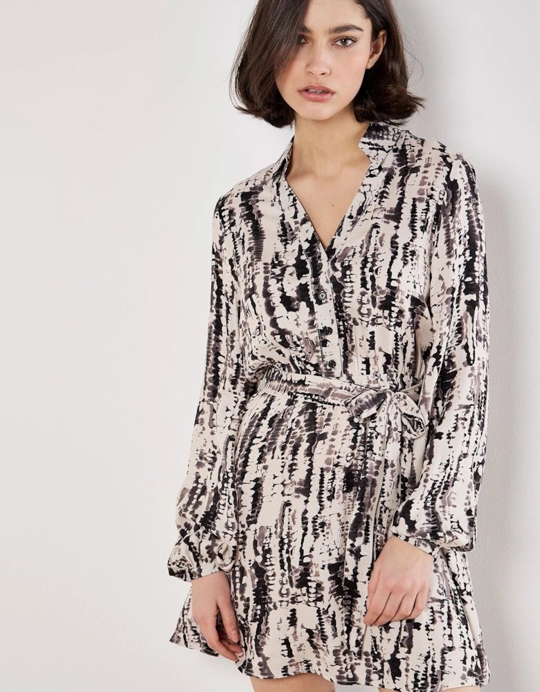 Tie Dye Stripe Shirt Mini Dress