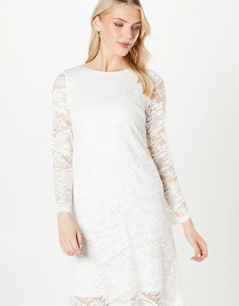 Ivory 3/4 Sleeve Lace Dress