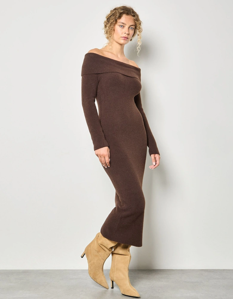 Fluffy Bardot Midaxi Dress