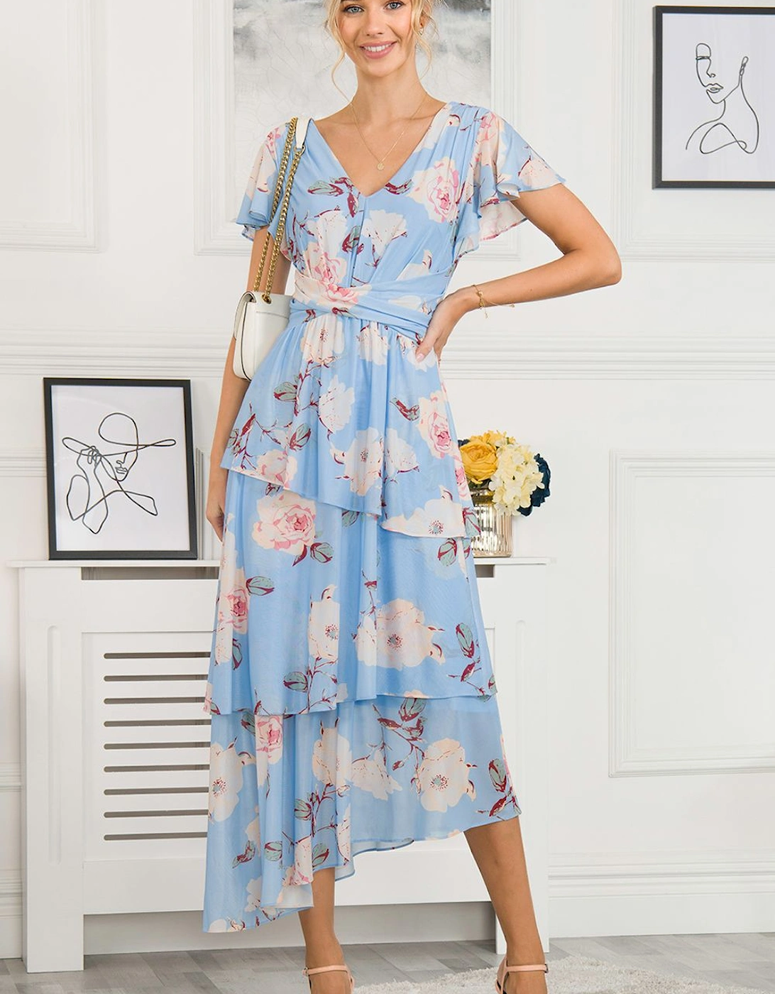 Elodie Tiered Mesh Maxi Dress, 2 of 1