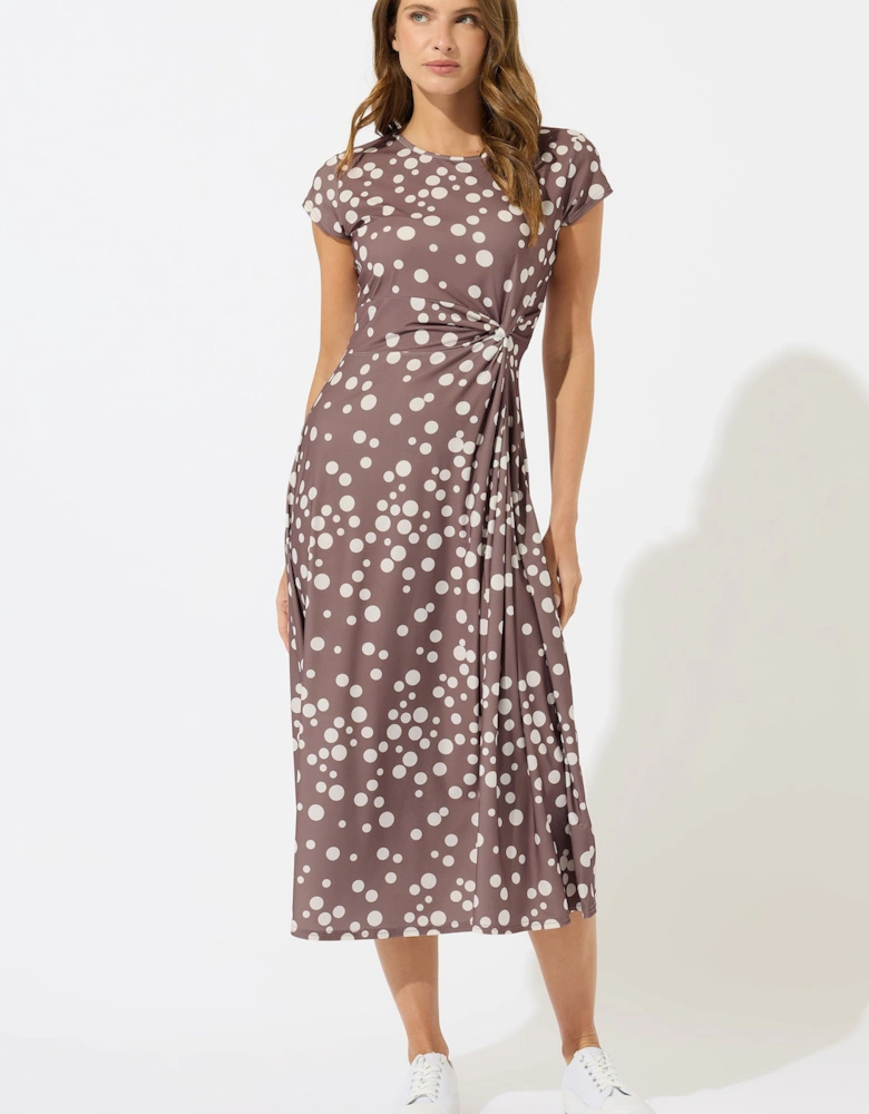 Polka Dot Side Twist Midi Dress