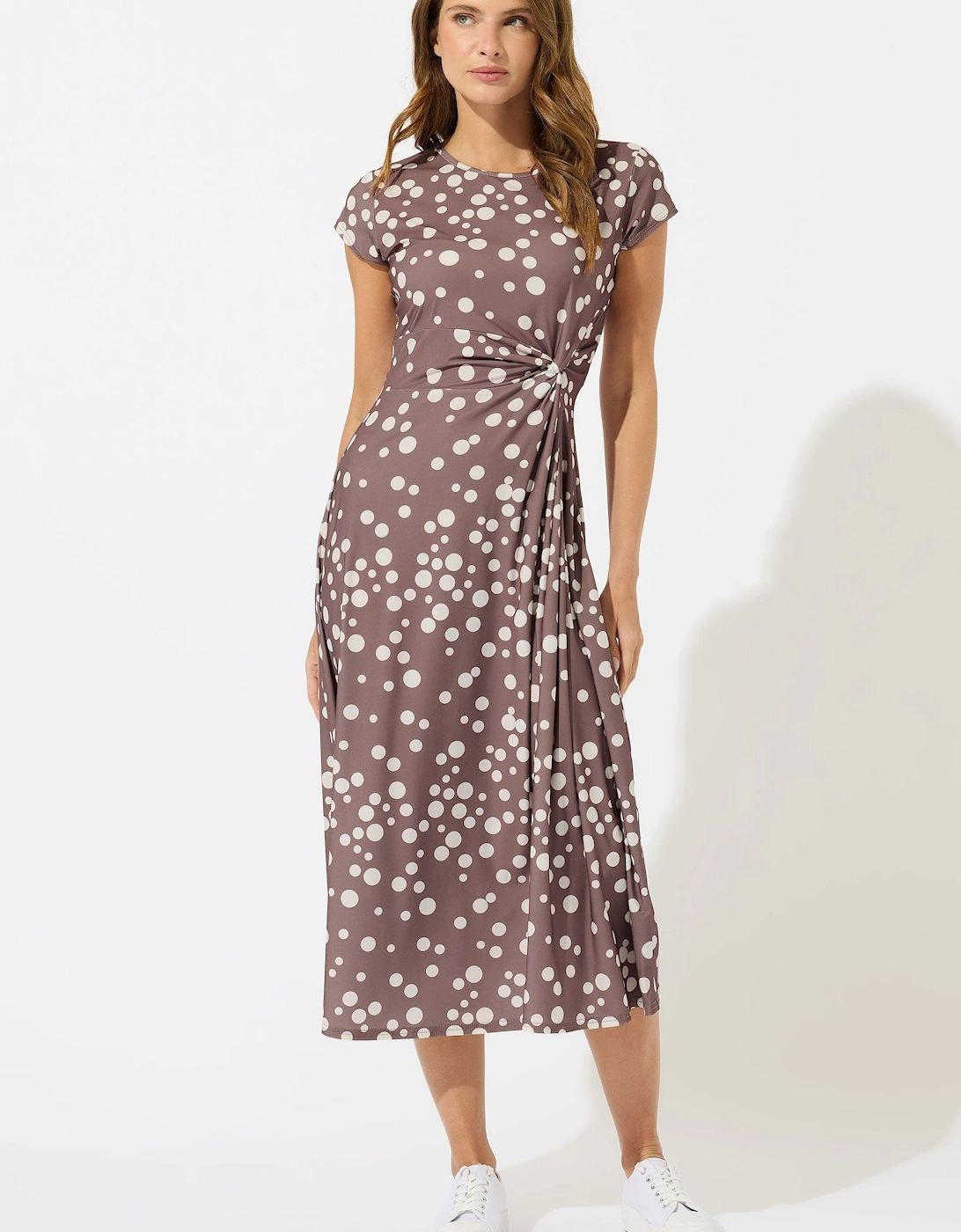 Polka Dot Side Twist Midi Dress, 2 of 1