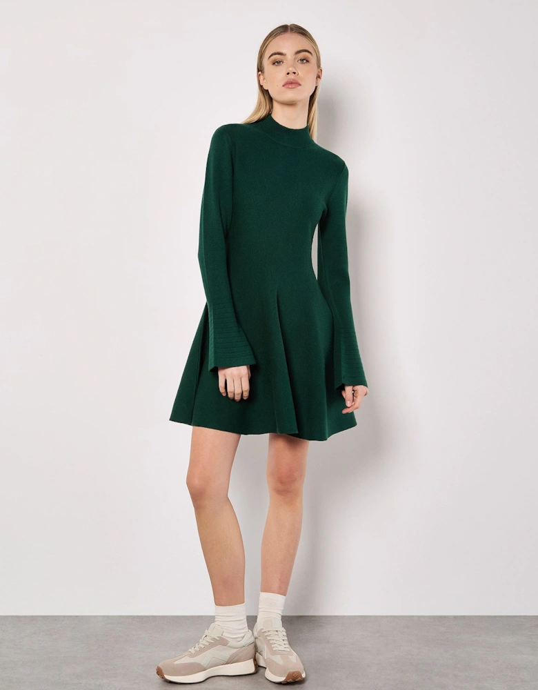 Bell Sleeve Knitted Skater Mini Dress