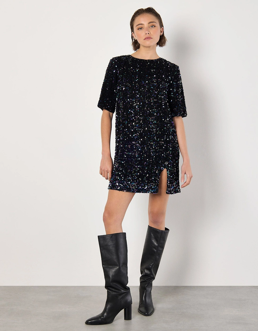 Velvet Sequin V-Back Mini Dress, 2 of 1