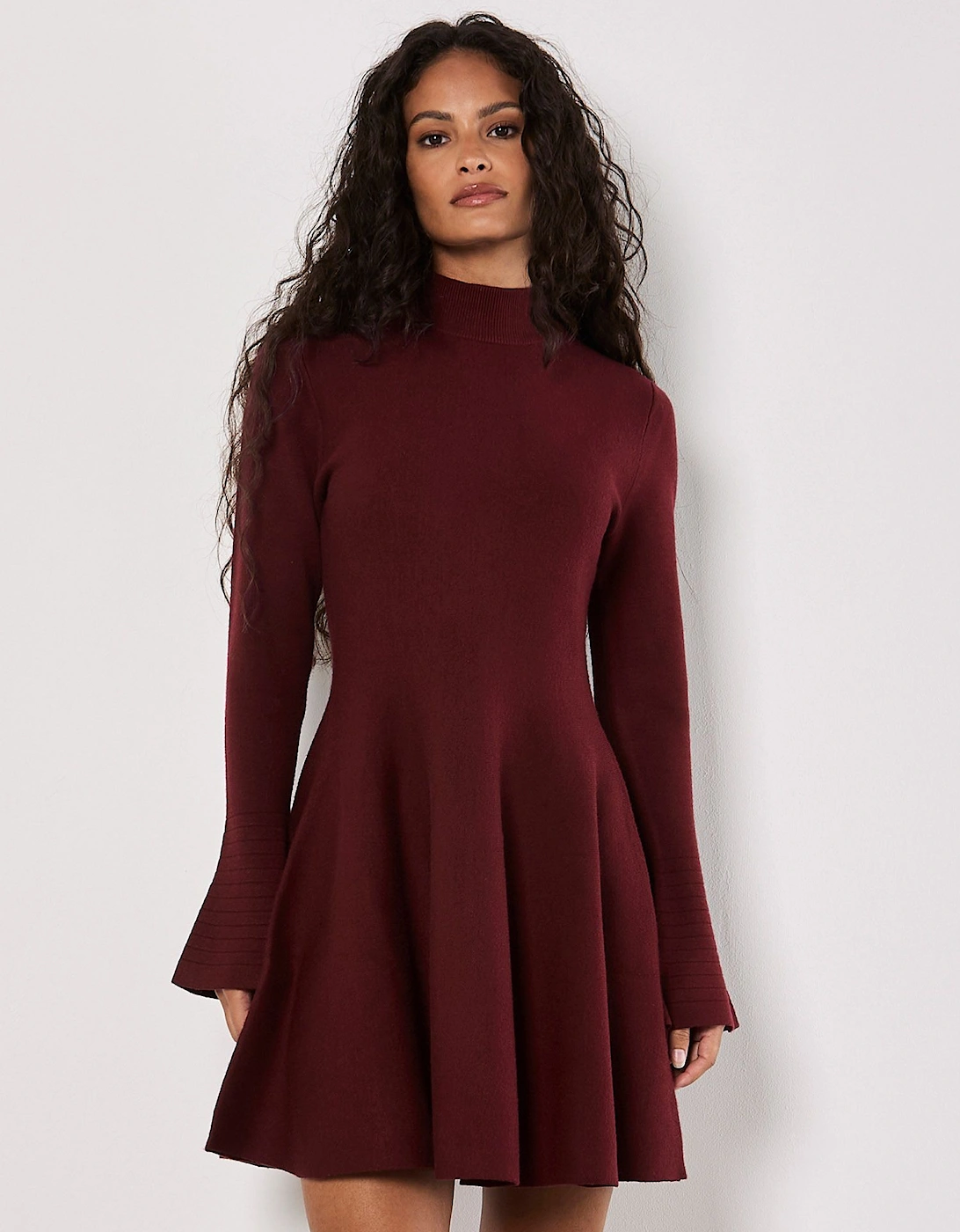 Bell Sleeve Knitted Skater Mini Dress, 2 of 1