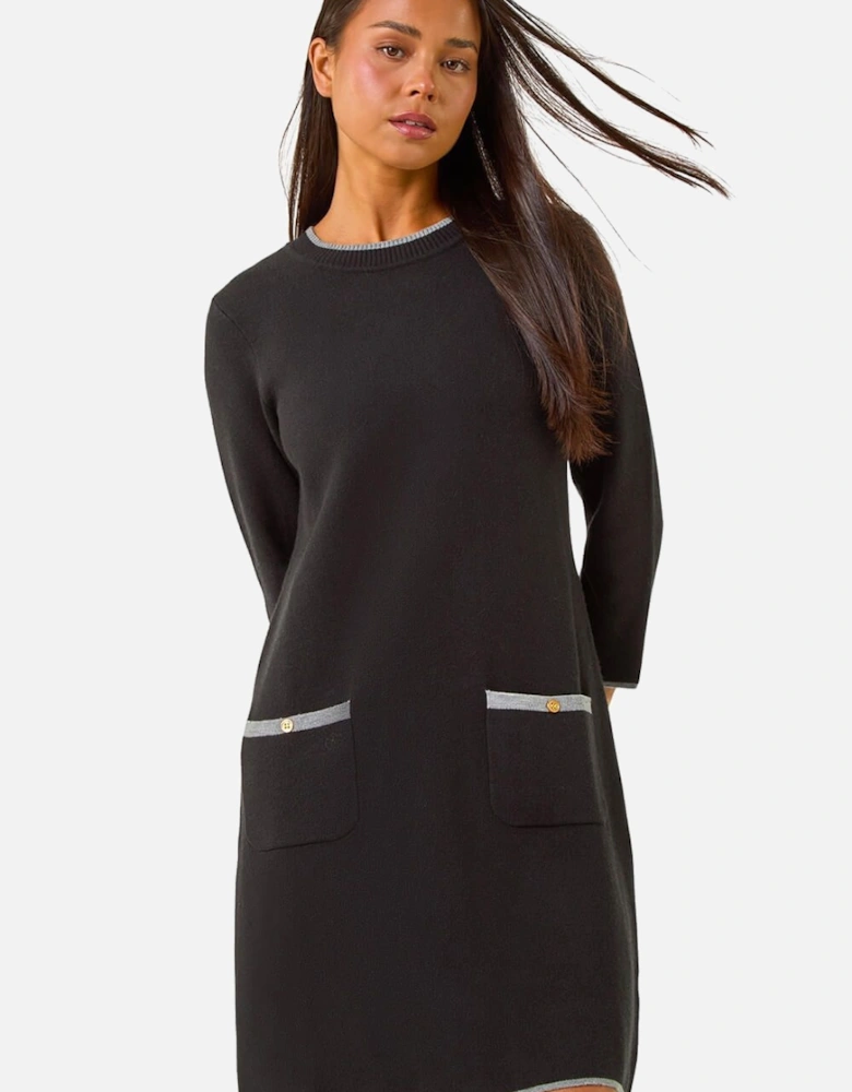 Petite Buttoned Knit Dress