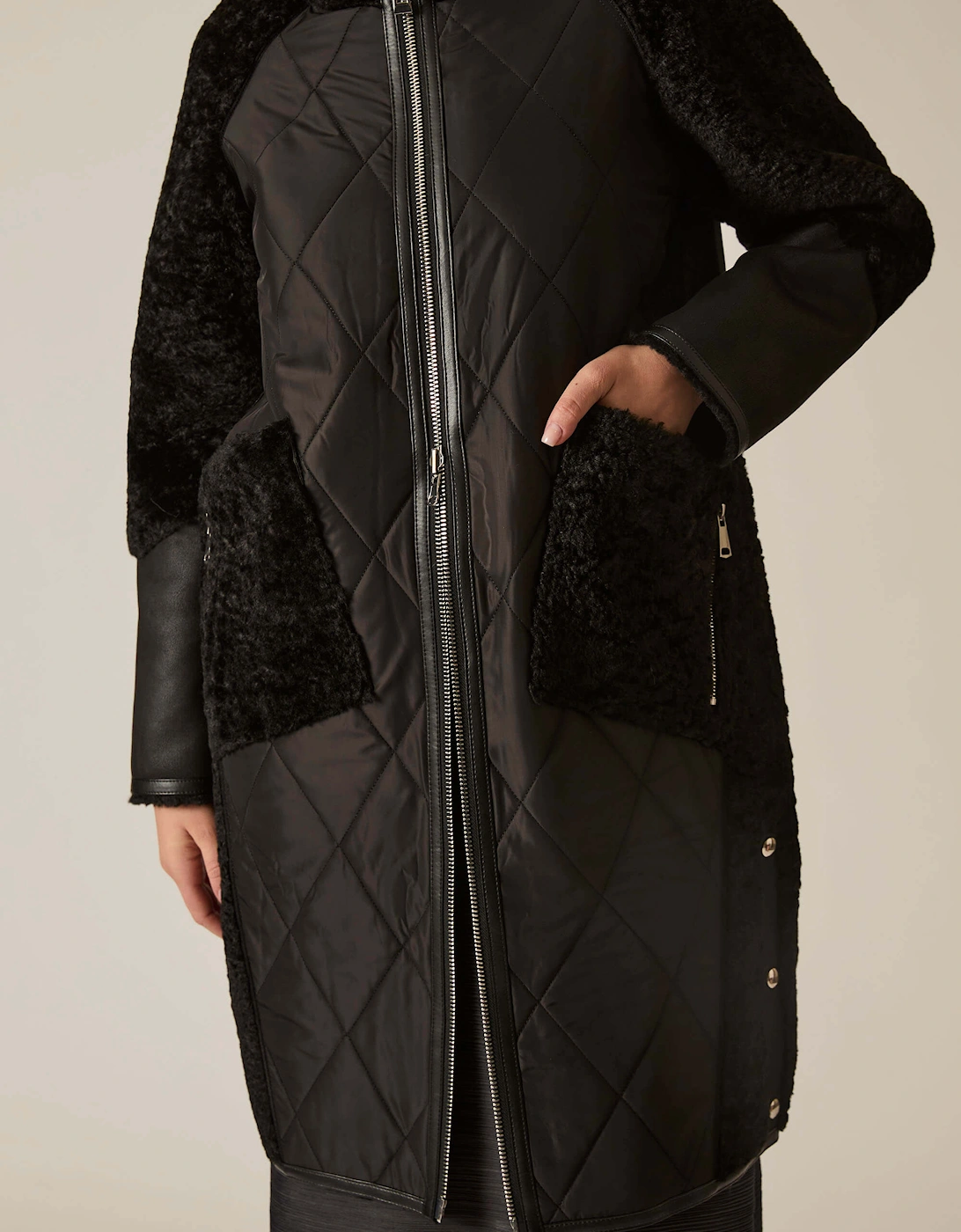 Black Reversible Faux Fur Hooded Coat