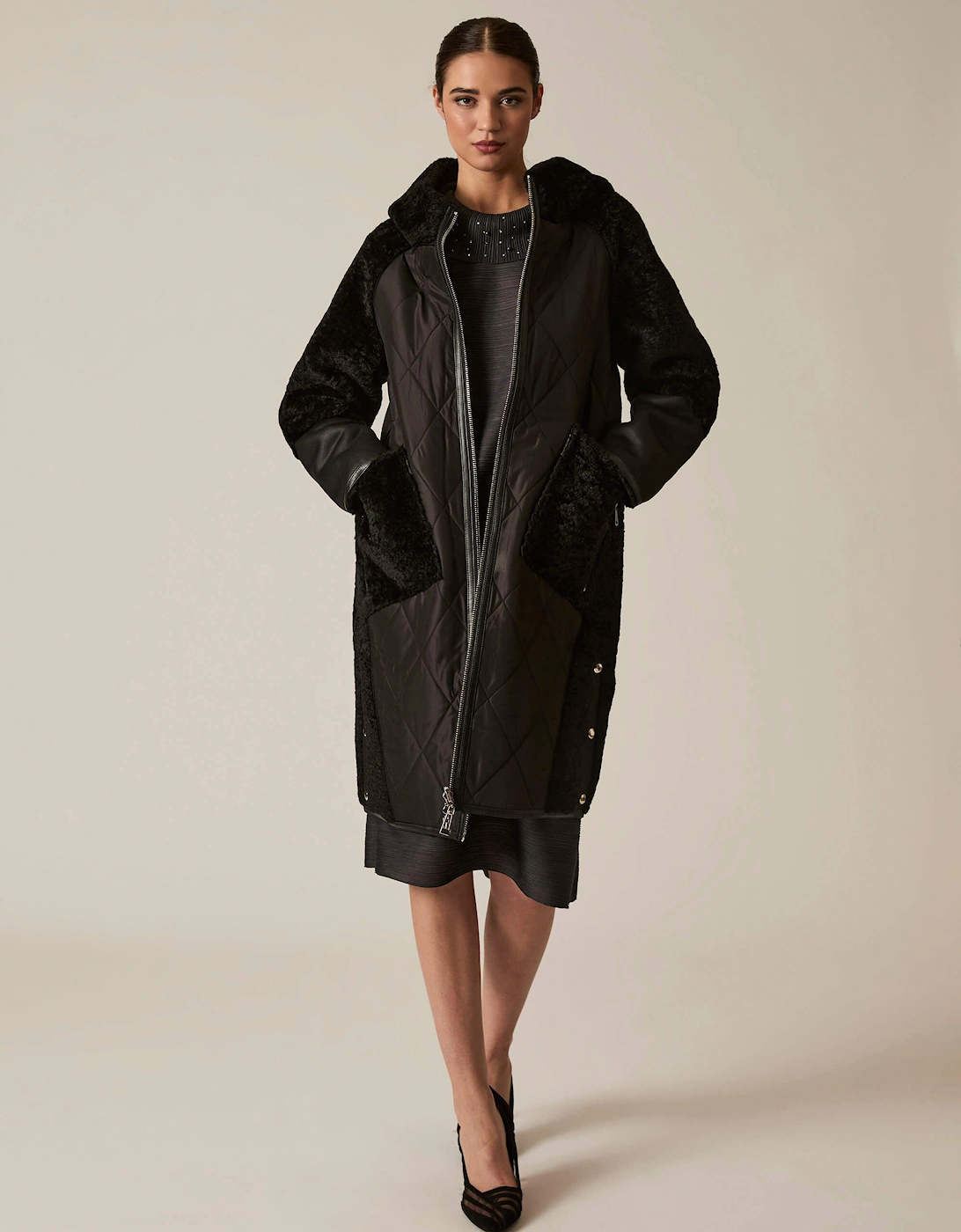 Black Reversible Faux Fur Hooded Coat, 8 of 7