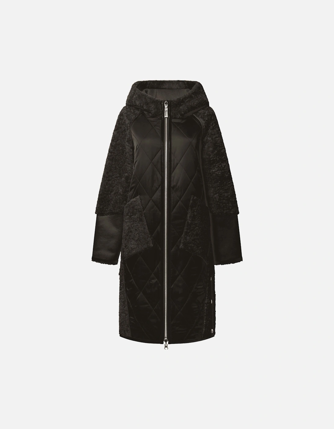 Black Reversible Faux Fur Hooded Coat