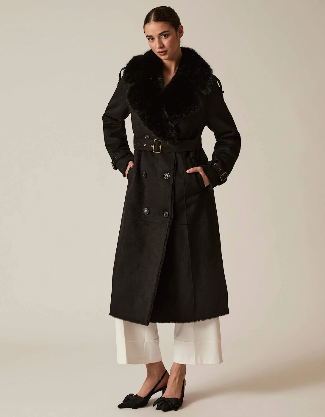 Faux Fur Suede Black Coat, 7 of 6