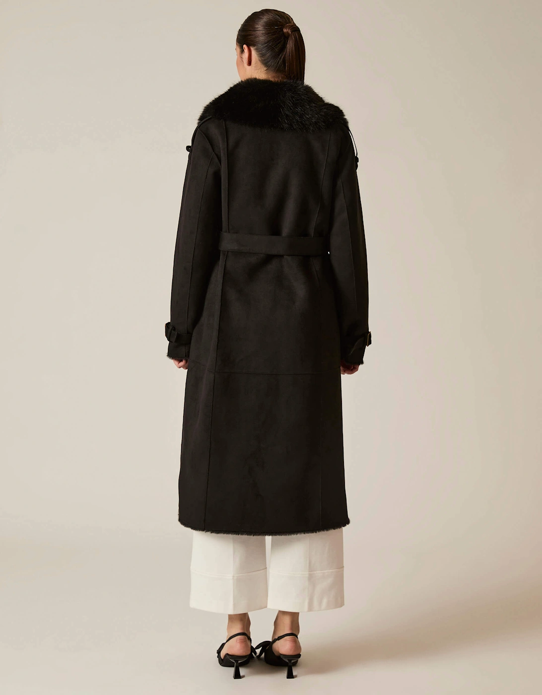 Faux Fur Suede Black Coat