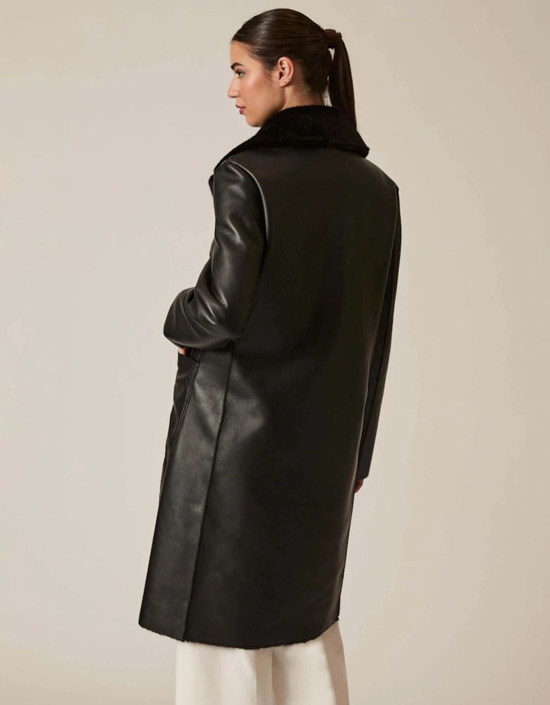 Black Reversible Faux Fur Coat