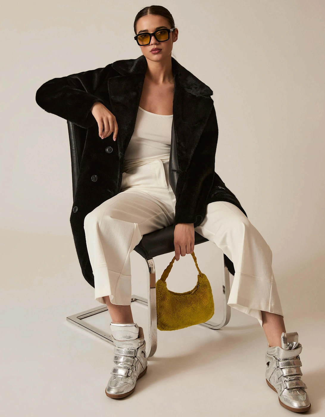 Black Reversible Faux Fur Coat