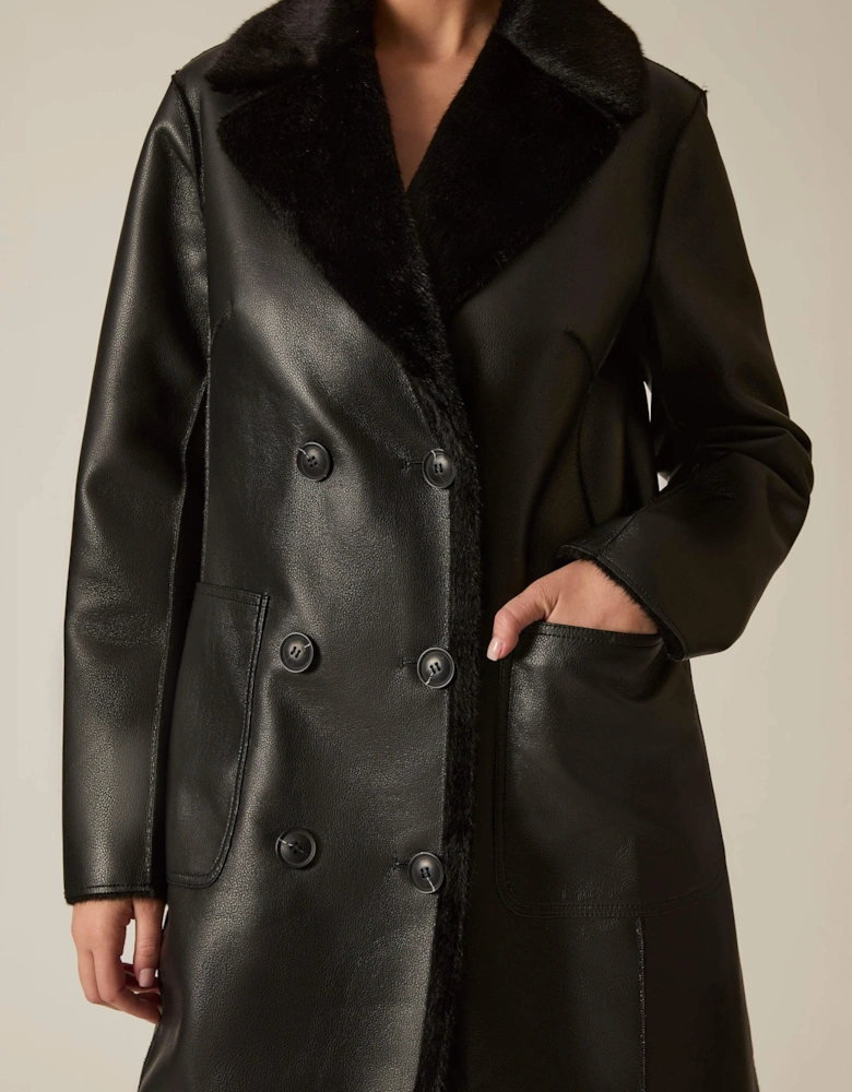 Black Reversible Faux Fur Coat