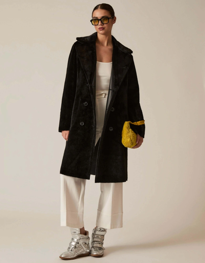 Black Reversible Faux Fur Coat