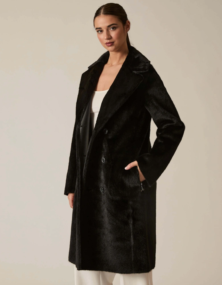 Black Reversible Faux Fur Coat