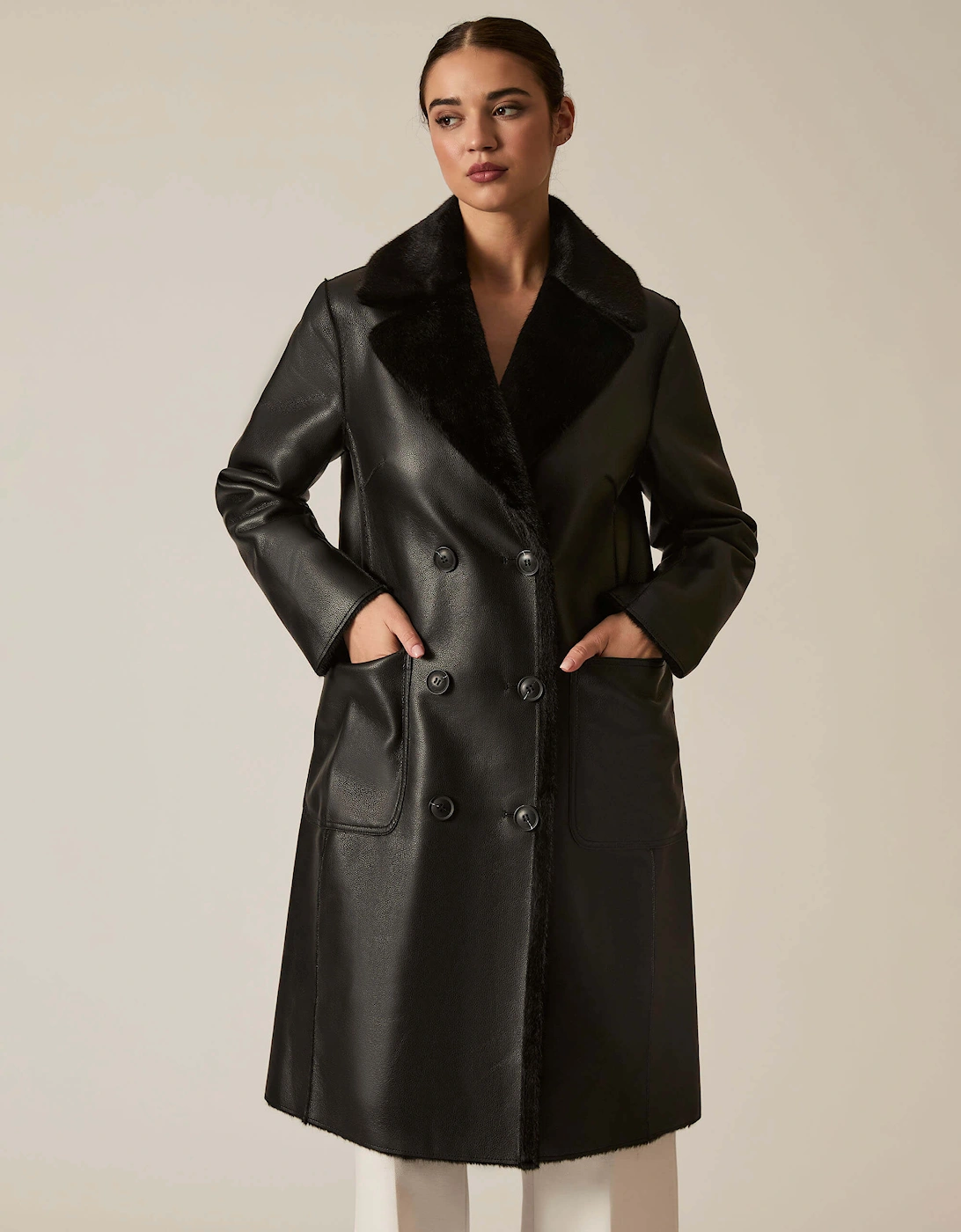 Black Reversible Faux Fur Coat, 8 of 7