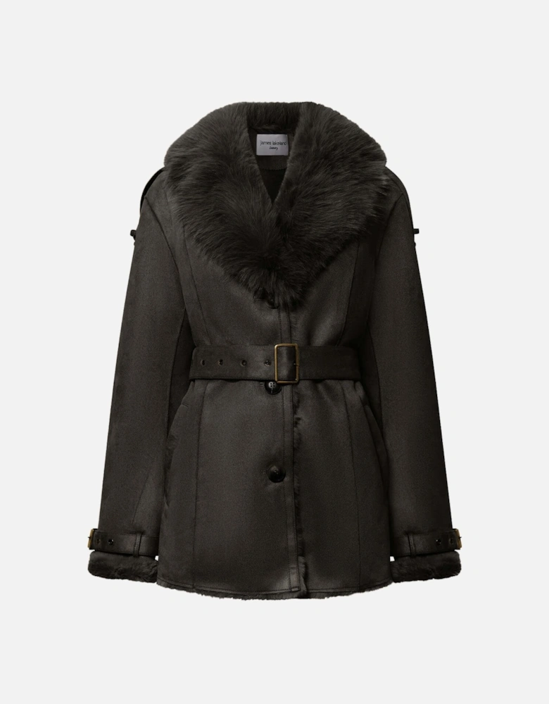 Short Faux Fur Black Coat