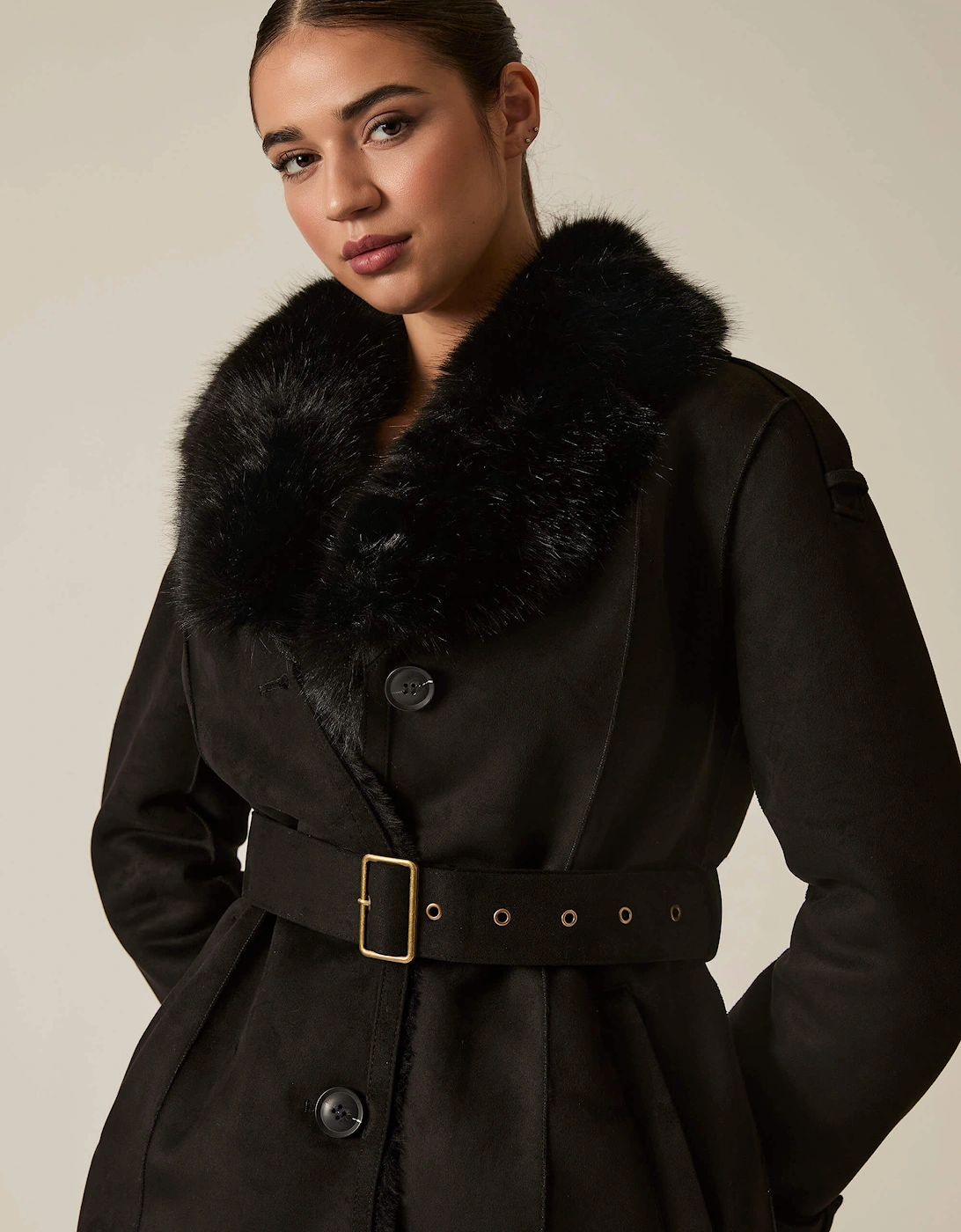Short Faux Fur Black Coat
