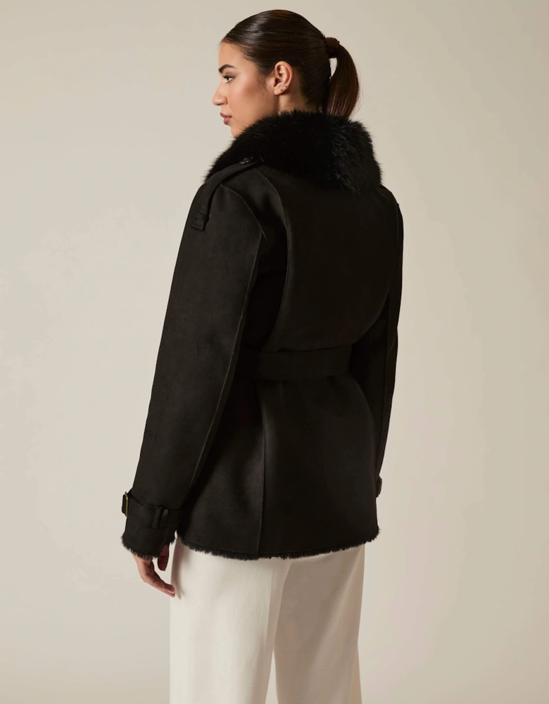 Short Faux Fur Black Coat