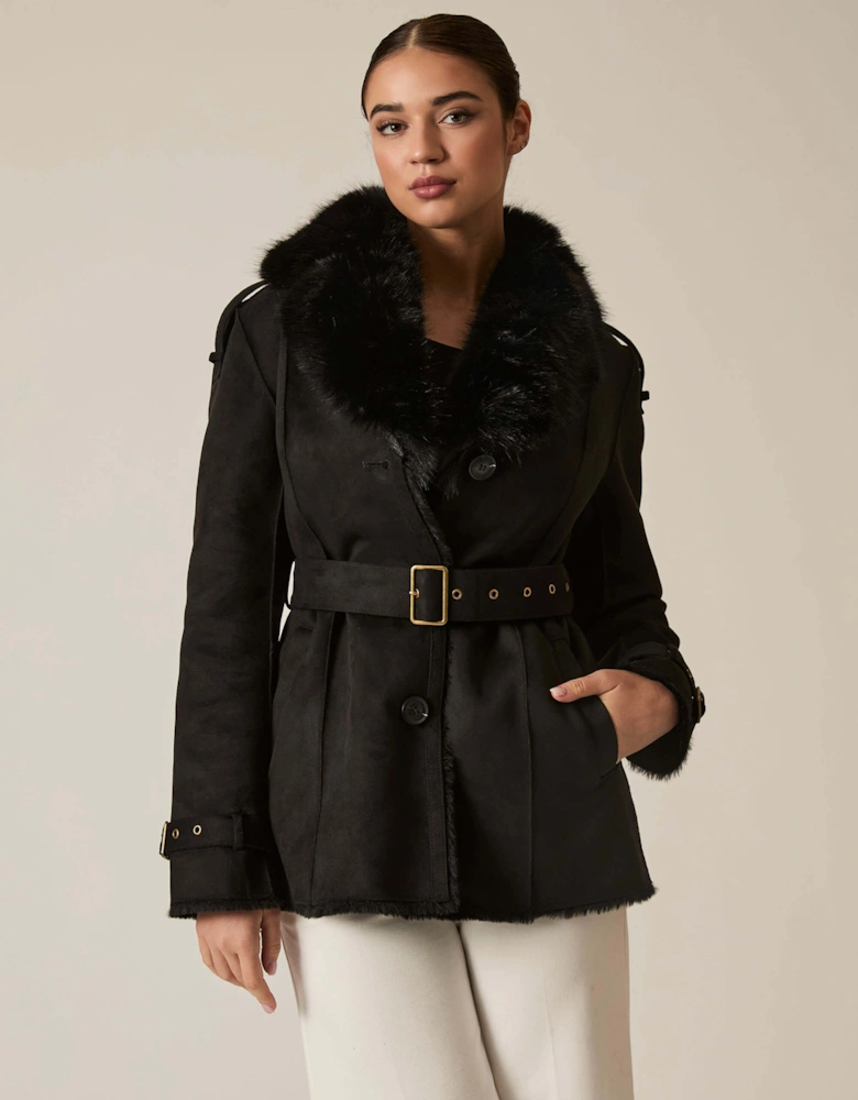Short Faux Fur Black Coat