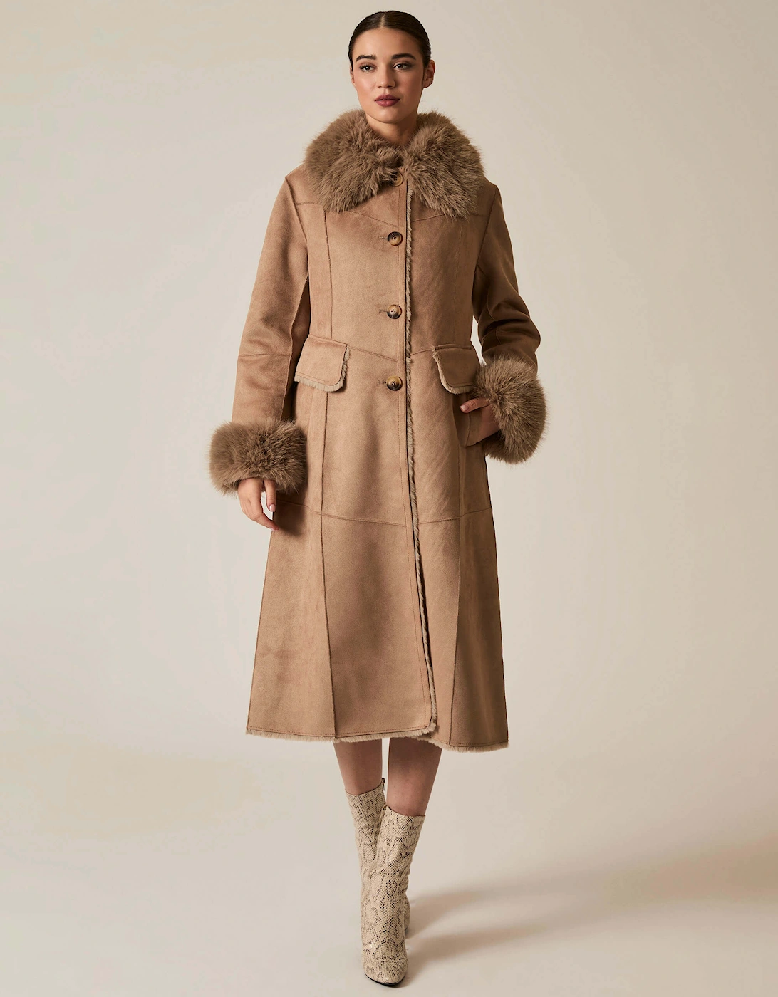 Taupe Faux Fur Coat, 7 of 6