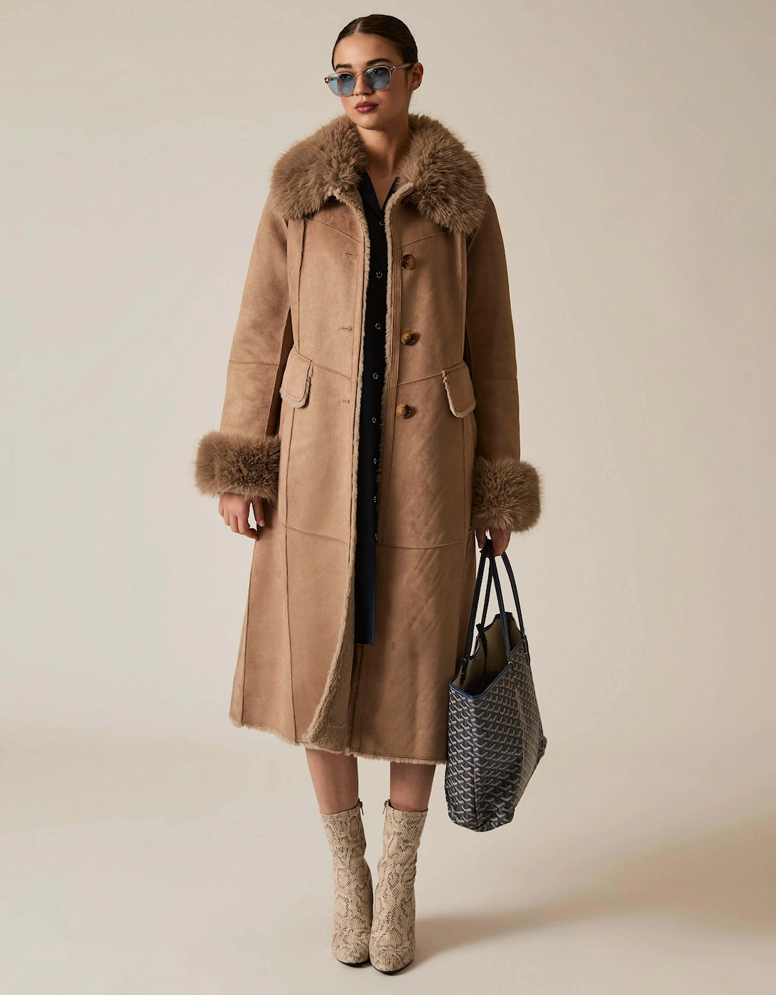 Taupe Faux Fur Coat