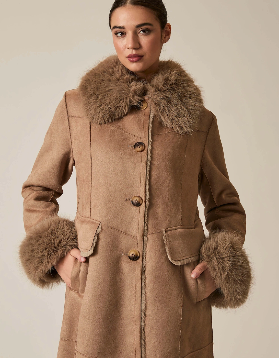 Taupe Faux Fur Coat