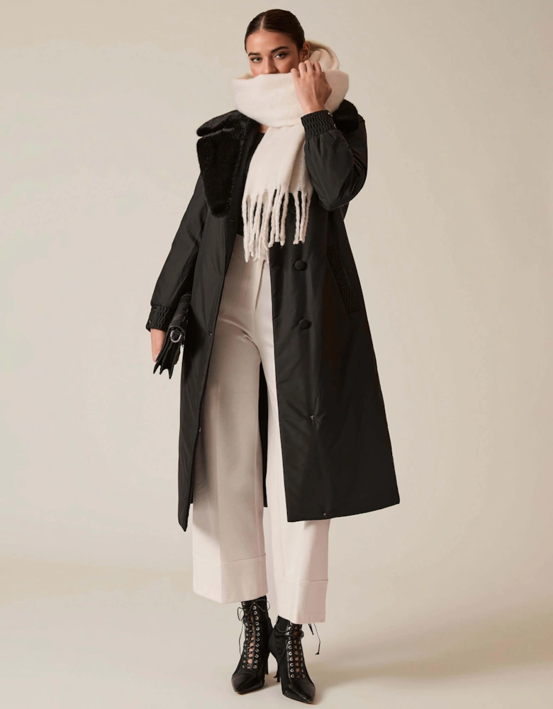 Black Padded Faux Fur Coat