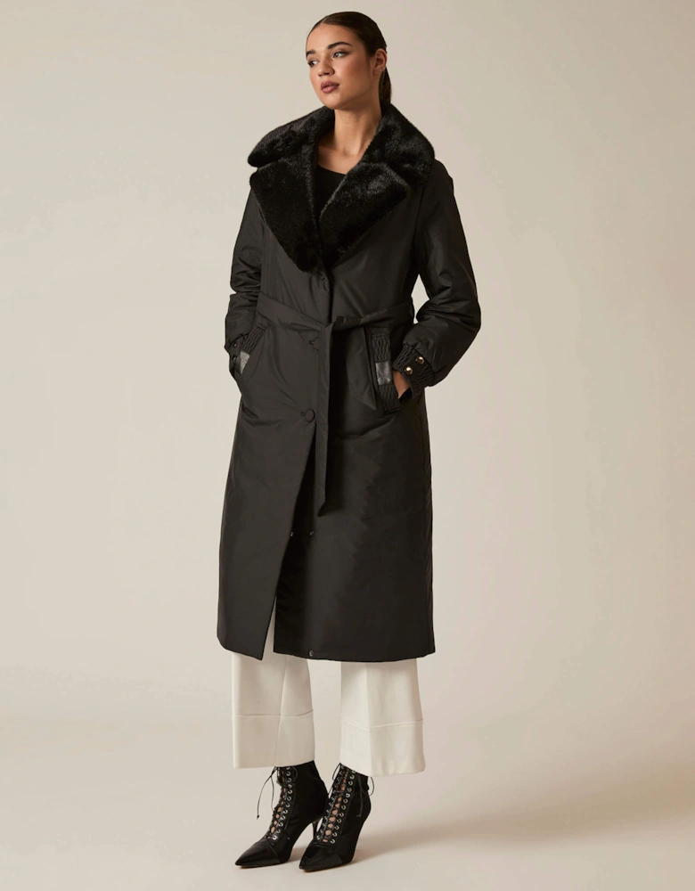 Black Padded Faux Fur Coat