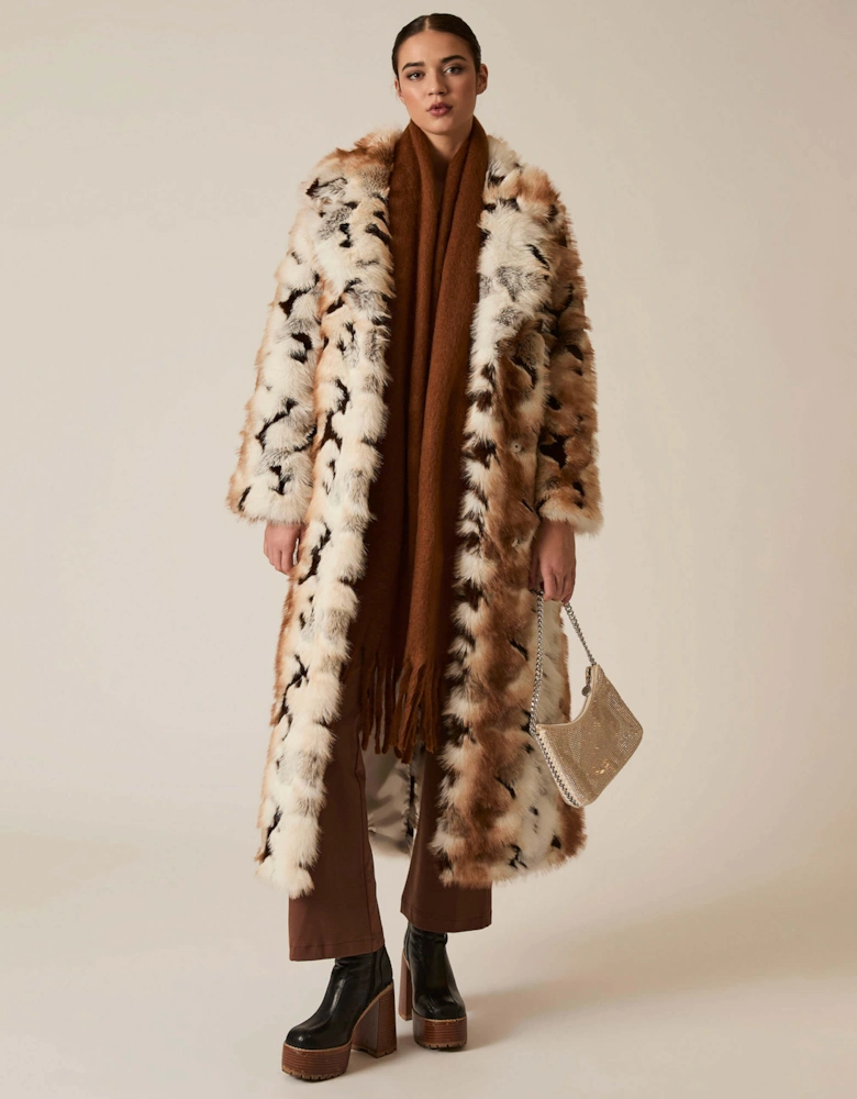 Animal Patchwork Faux Fur Coat