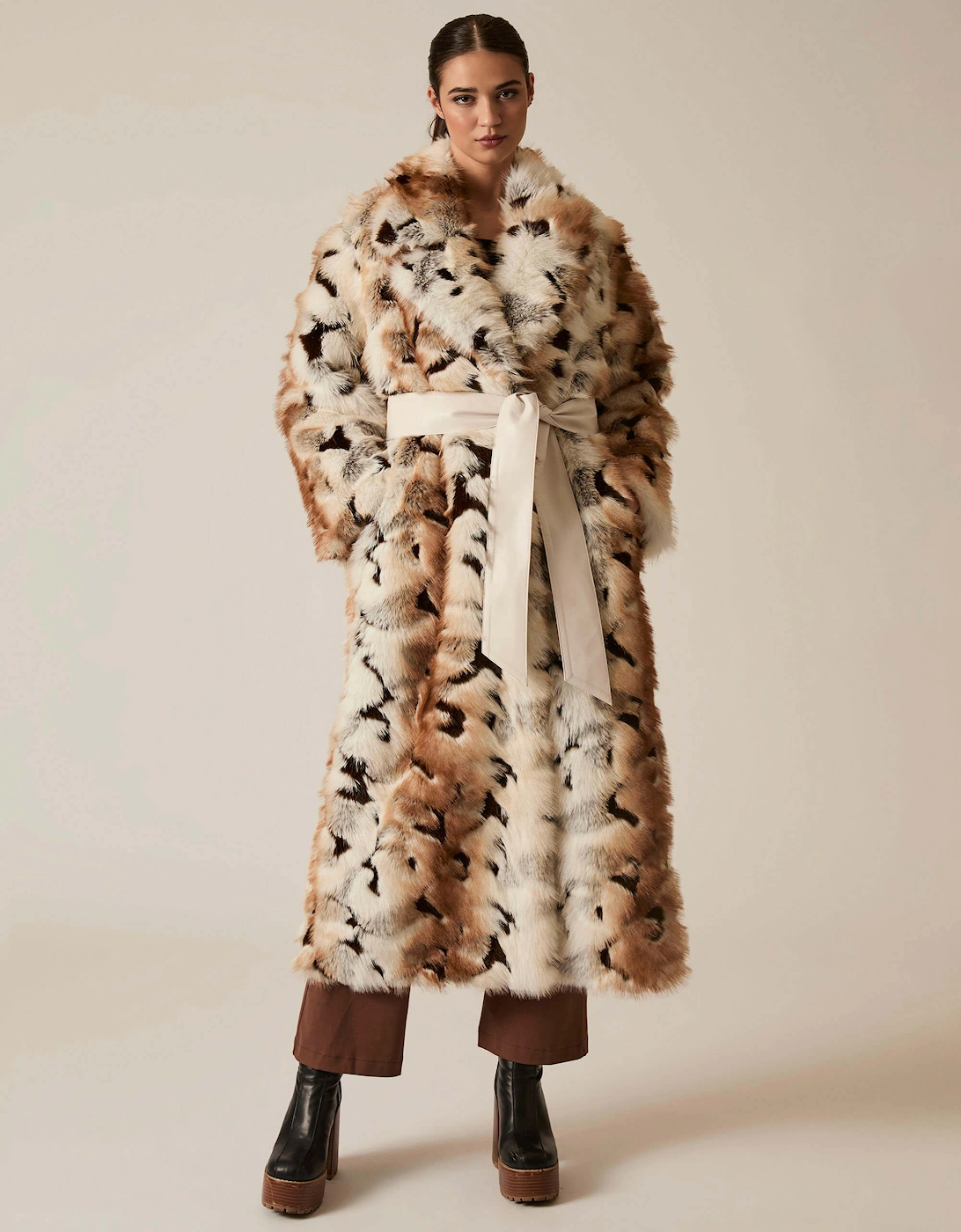 Animal Patchwork Faux Fur Coat