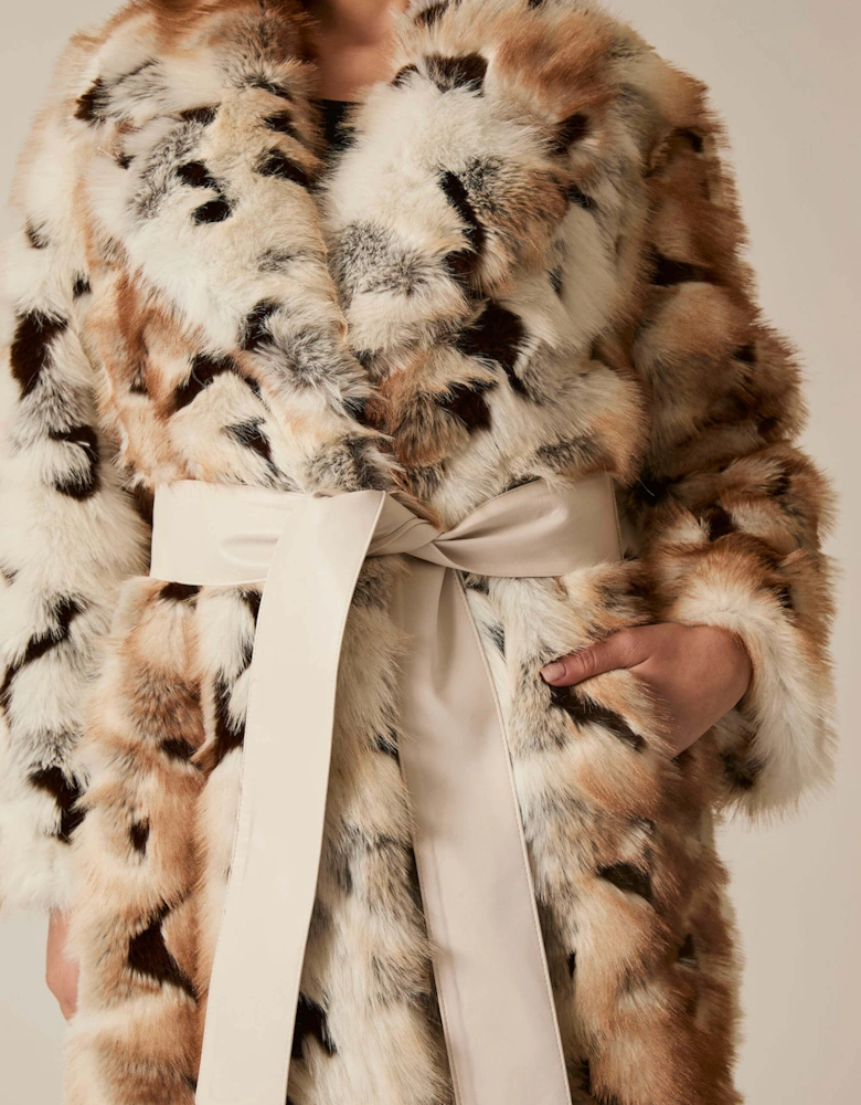 Animal Patchwork Faux Fur Coat
