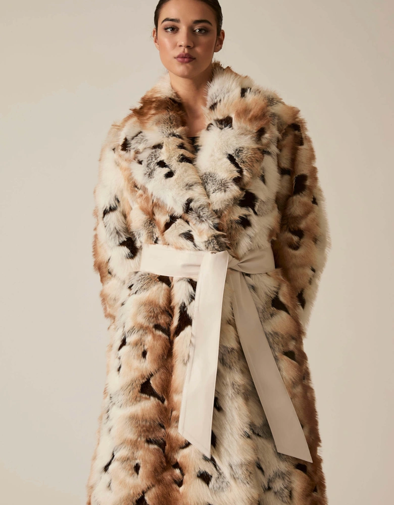 Animal Patchwork Faux Fur Coat