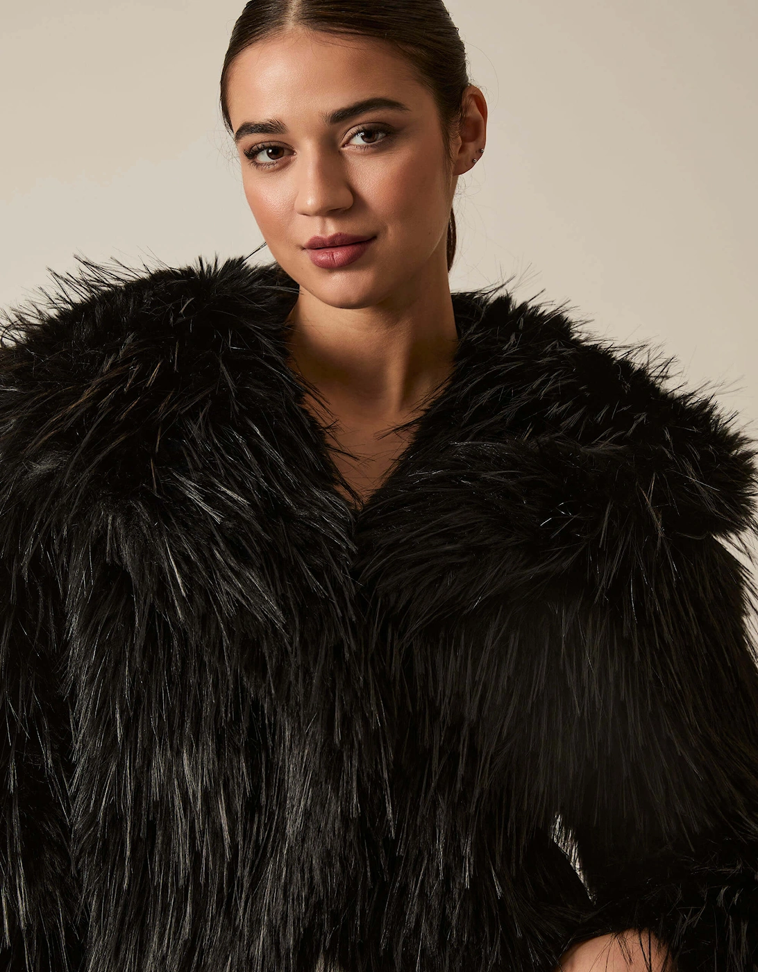 Black Shaggy Faux Fur Jacket, 7 of 6