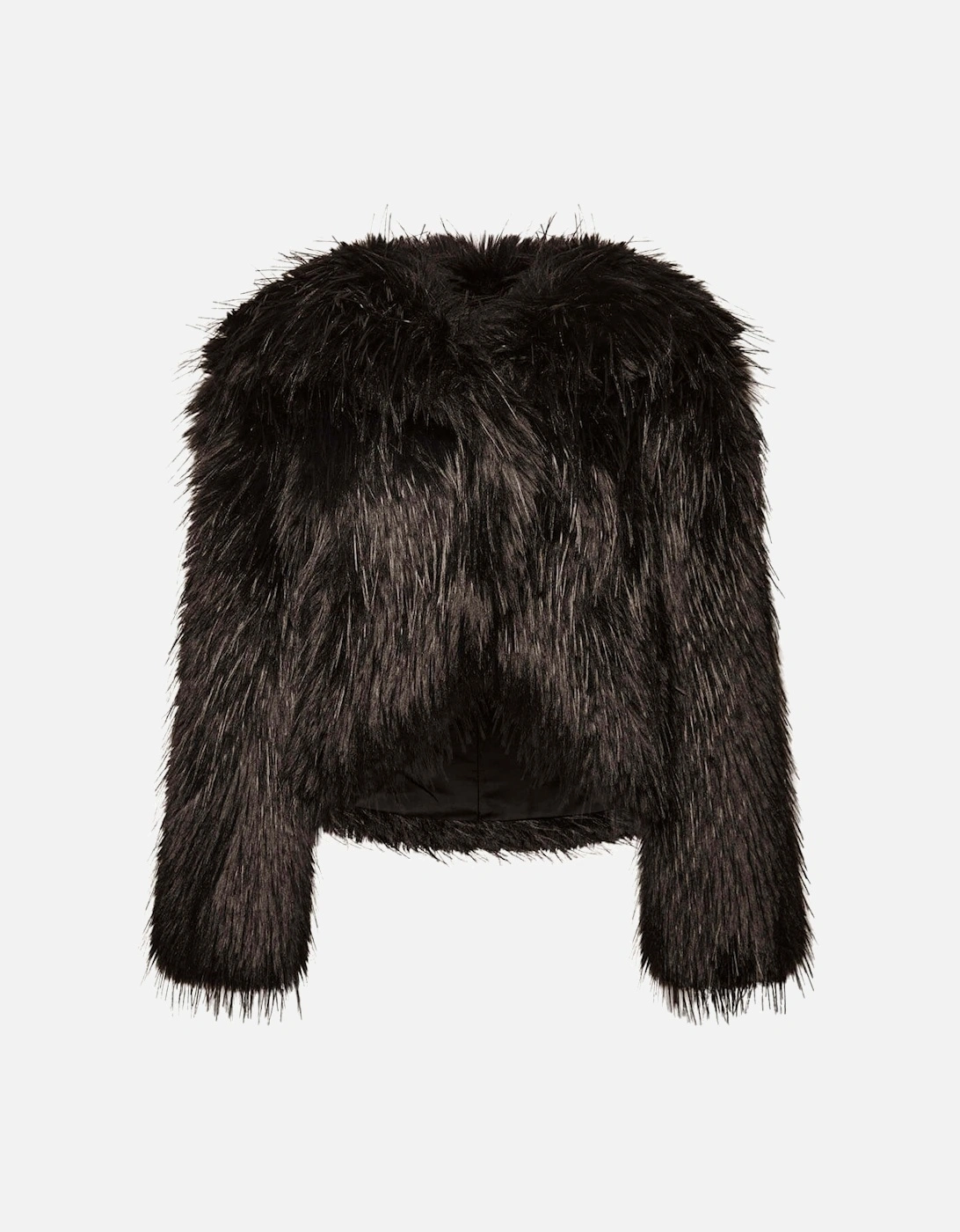 Black Shaggy Faux Fur Jacket