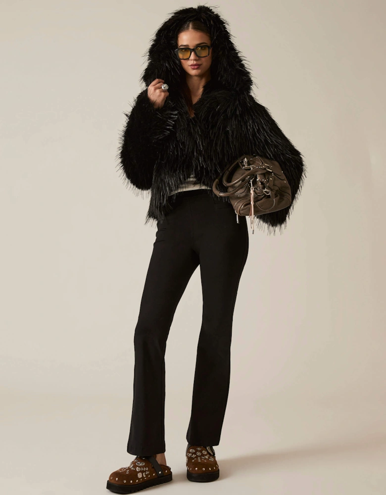 Black Shaggy Faux Fur Jacket