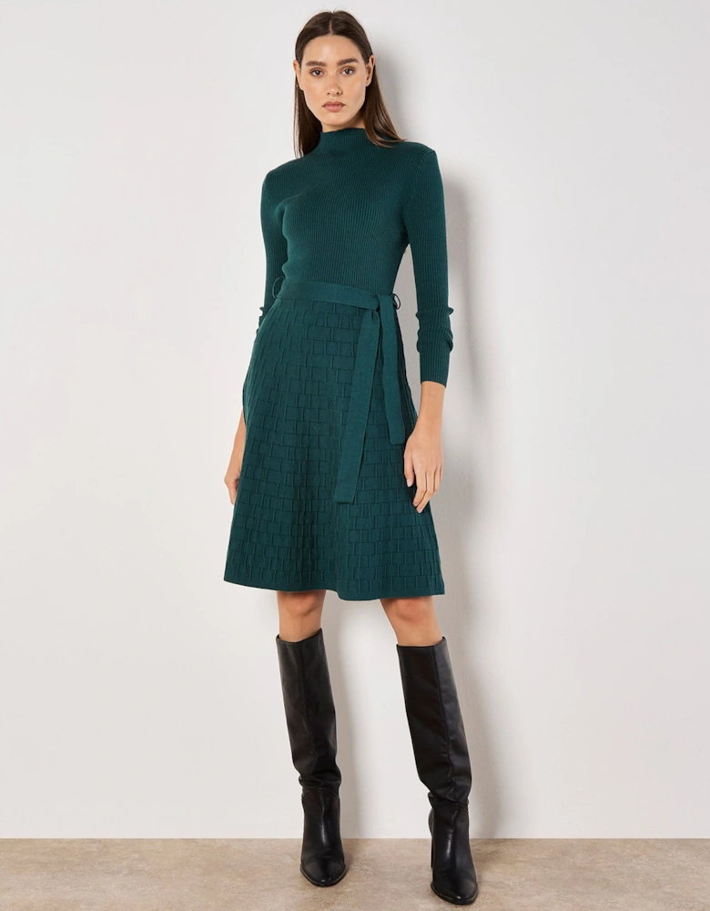 Mock Neck Knitted Mini Dress