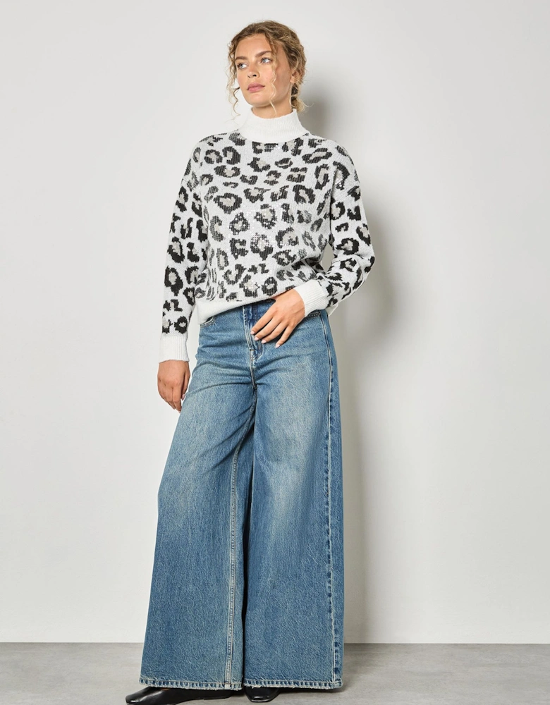 Sequin Leopard Print Jumper