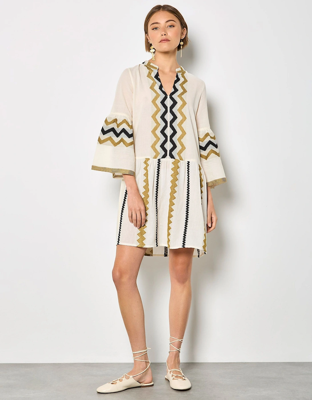 Embroidered Chevron Stripe Lightweight Mini Dress, 2 of 1
