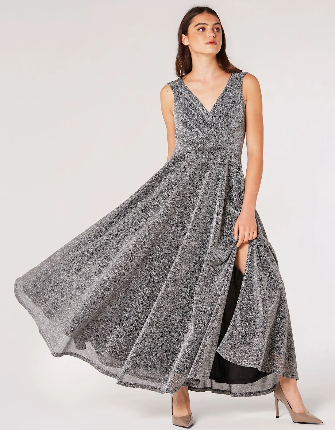 Shimmer Wrap Maxi Dress, 2 of 1
