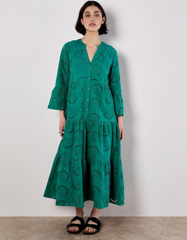 Broderie Tiered Midaxi Dress