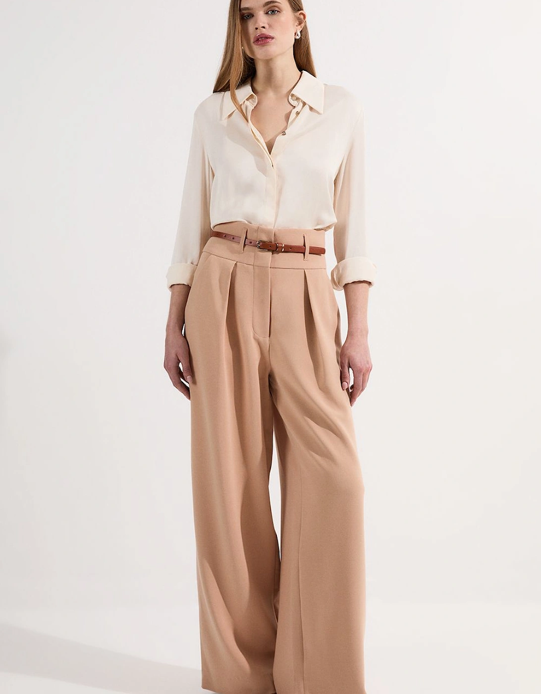 Compact Stretch Essential Tailored High Waist Wide Leg Trouser, 2 of 1