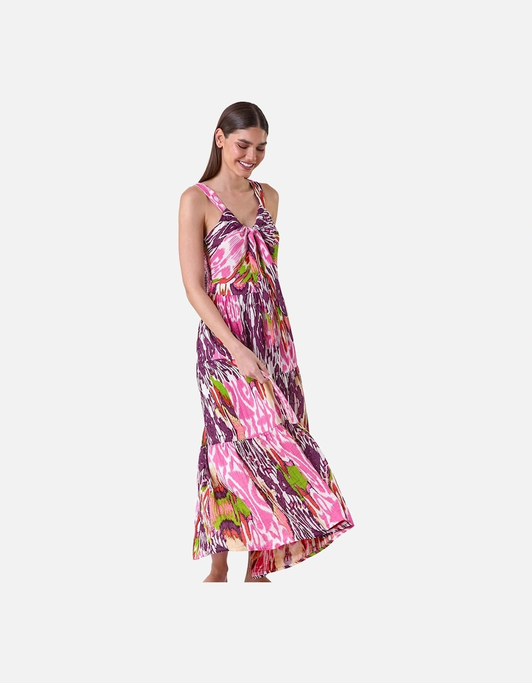 Abstract Tie Front Tiered Maxi Dress, 2 of 1