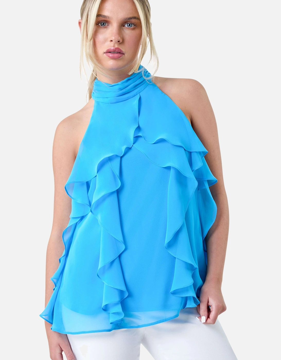 Petite Halter Neck Frill Top, 2 of 1